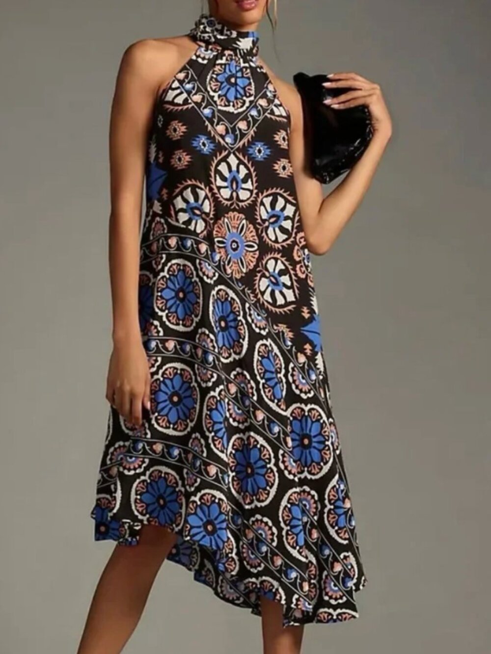 Anthropologie Victoria Poveda Silk Halter Midi Dress